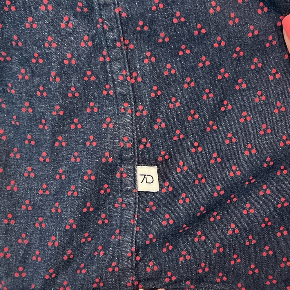 7 Diamonds Navy and Red Patterned Button Down Shirt Size L - Picture 9 of 13